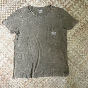 PINK olive green top with front pocket